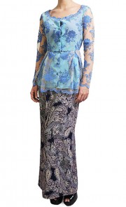 Marion Kurung Set in Blue and Dark Blue