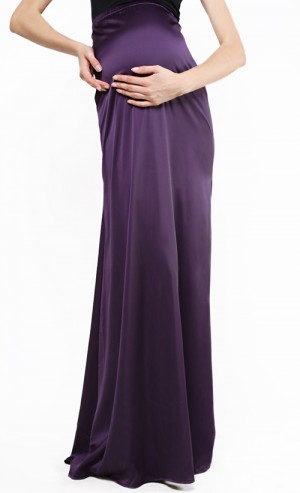 Plain Satin Skirt in Dark Purple