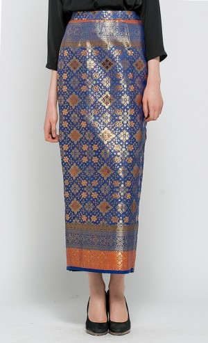 Kania Songket Skirt in Blue and Gold