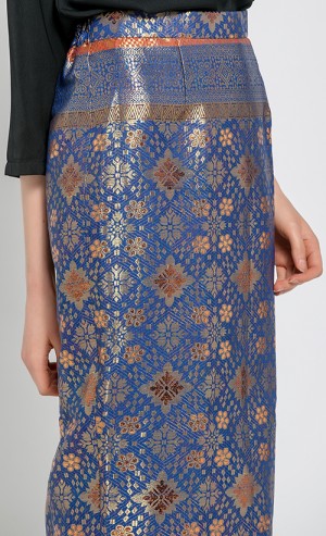 Kania Songket Skirt in Blue and Gold