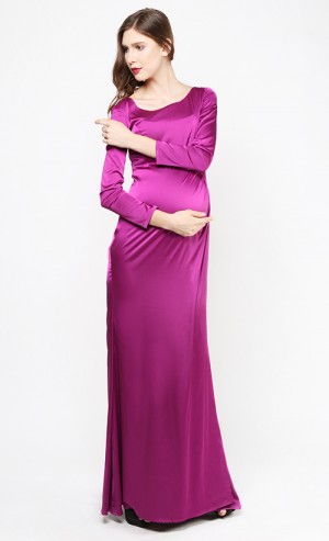 Plain Satin Dress in Fuchsia