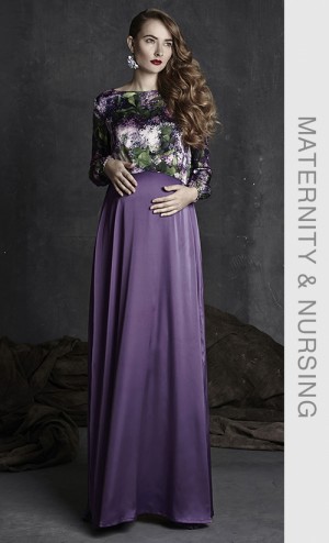 Satin Dress in Printed Purple