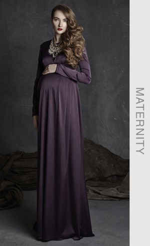 Plain Satin Dress in Dark Purple
