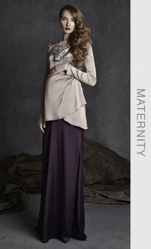 Plain Satin Skirt in Dark Purple