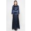 Exclusive Abstract Chiffon Jubah in Navy Blue