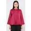 Wide Satin Blouse in Maroon