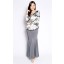 Modern Midi Kurung with Flare Skirt in Grey