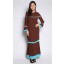Beaded Mini Kurung with A-Line Skirt in Brown
