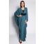 V-Neckline Kaftan with Flower in Turquoise