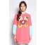 Color Block Kaftan Top in Dark Pink