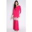 Bold Kurung with White Lace in Fuchsia