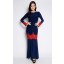 Bold Kurung with Red Lace in Navy Blue