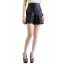 PU Leather High Waisted Studded Shorts in Black
