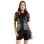 PU Leather Laser Cut Houndstooth Top in Black