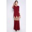 Kurung with Bronze Sequinned Lace in Burgundy