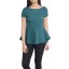 Quilted Peplum Blouse in Green