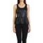 Cut Out Leather Sleeveless Peplum in Black 