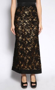 Urban Lace Long Skirt in Black and Gold
