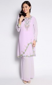 Beaded Kurung in Light Purple