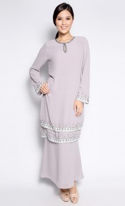 Beaded Kurung in Grey