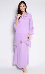 Beaded Modern Kurung in Light Purple
