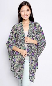 Oriental Printed Kebaya Cardigan in Green