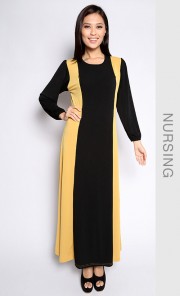 Saleema Nursing Jubah in Yellow Mustard
