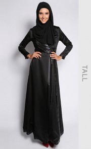 (Tall) A'isha Wrap Dress in Black Metallic