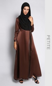 (Petite) A'isha Wrap Dress in Brown Metallic