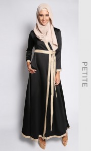 (Petite) A'isha Wrap Dress in Black and Nude