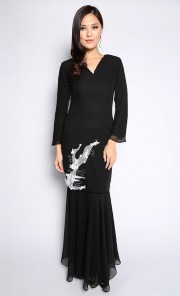 Modern Kurung with Beads in Black