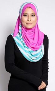 Striped Numaa Shawl in Blue and Fuchsia