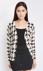 Houndstooth Cardigan in Beige