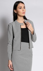 Jacquard Biker Jacket in Black and White