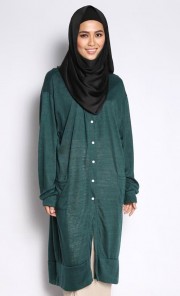 Veena Long Cardigan in Green