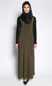 Sleeveless Inner Dress in Olive Green
