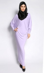 Latifa Jersey Draped Dress in Lilac