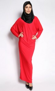 Latifa Jersey Draped Dress in Red
