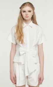 Alaya Tie-Front Cotton Shirt in White