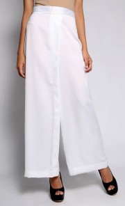 Satin Palazzo Pants in White