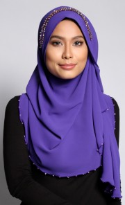 Shasmeen Crown Halfmoon Shawl in Royal Purple