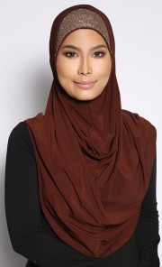 Alia Sequin Syria Scarf in Dark Brown