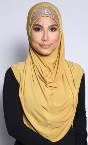 Alia Sequin Syria Scarf in Mustard