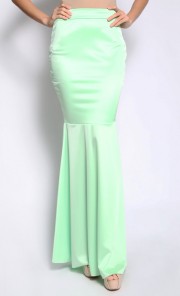 High Waisted Flare Skirt in Green