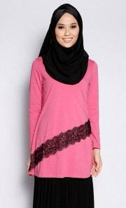 Border Lace Mini Top in Rose Red