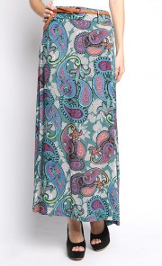 Fin Paisley Maxi Skirt in Green
