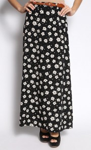 Wild Flower Maxi Skirt in Black