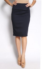 Honeycomb Pencil Skirt in Navy