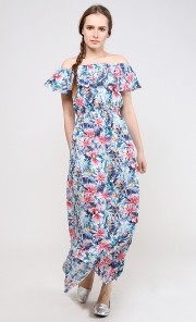 Magdalena Floral Maxi Dress in Blue