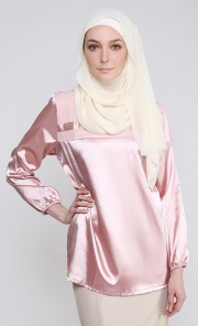 Sateen Casual Top in Baby Pink